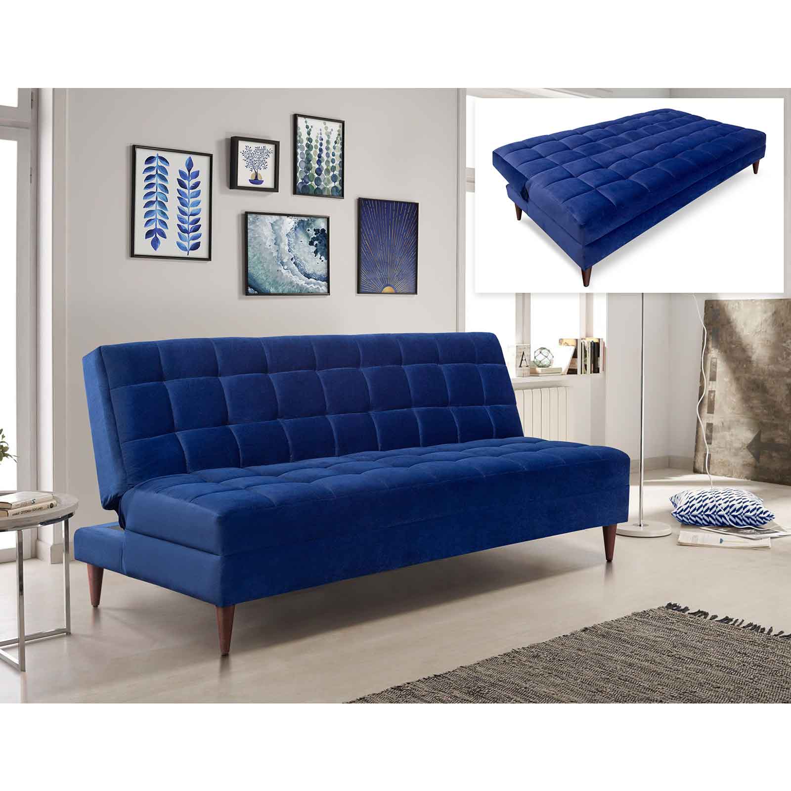 SOFÁ CAMA MYTHO AZUL- ENTREGA ÚNICAMENTE EN CDMX, QUERÉTARO, PACHUCA, TOLUCA Y SUS ÁREAS METROPOLITANAS