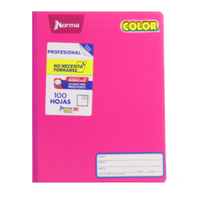 Cuaderno Cosido Profesional Doble Raya 100 Hojas Norma Color Paquete de 6 Cuadernos