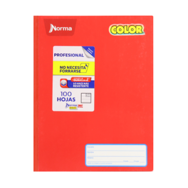 Cuaderno Cosido Profesional Doble Raya 100 Hojas Norma Color Paquete de 6 Cuadernos