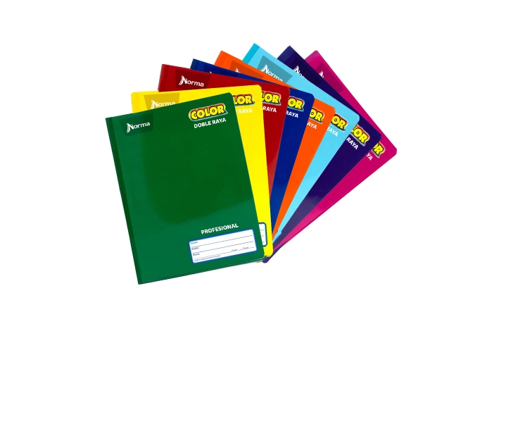 Cuaderno Cosido Profesional Doble Raya 100 Hojas Norma Color Paquete de 6 Cuadernos