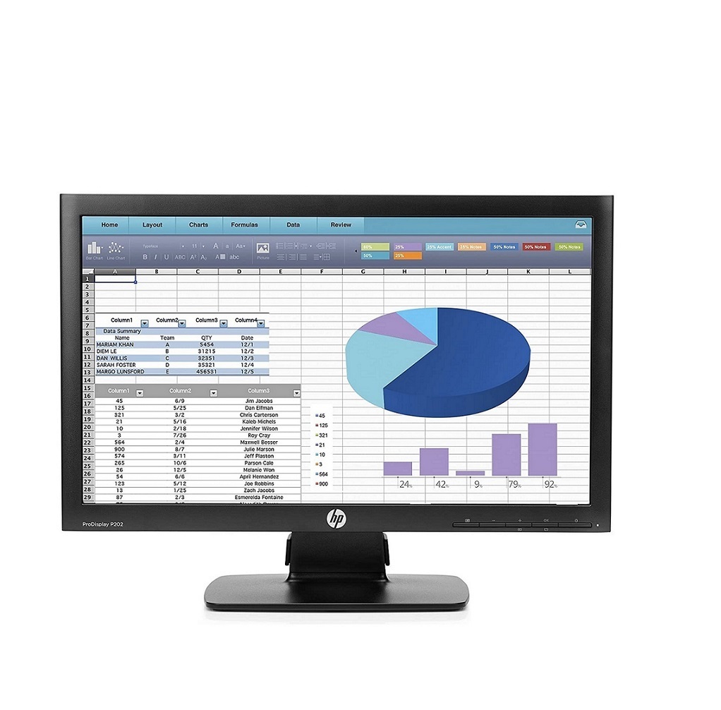 Monitor HP WIDE- 20"- 1600 x 900- VGA- LED- Negro- Equipo Clase A, Reacondicionado.