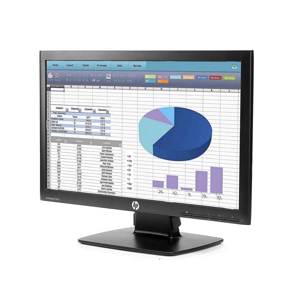Monitor HP WIDE- 20"- 1600 x 900- VGA- LED- Negro- Equipo Clase A, Reacondicionado.
