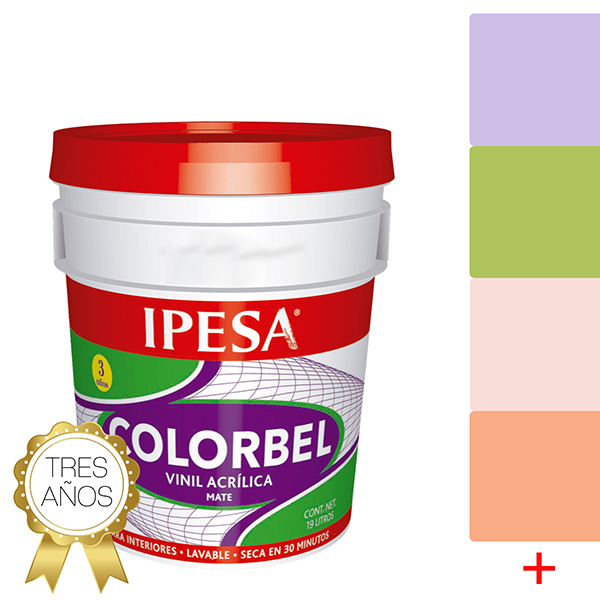 Cubeta 4 Litros Vinilica Colorbel 3 Años Ipesa Interior Lavable