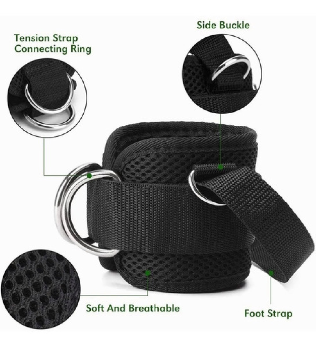 Par  de Grilletes Para Tobillo Con Talonera Negro