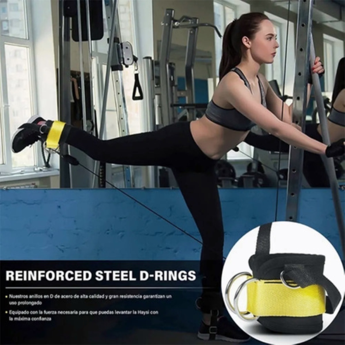 Par  de Grilletes Para Tobillo Con Talonera Negro con Amarillo