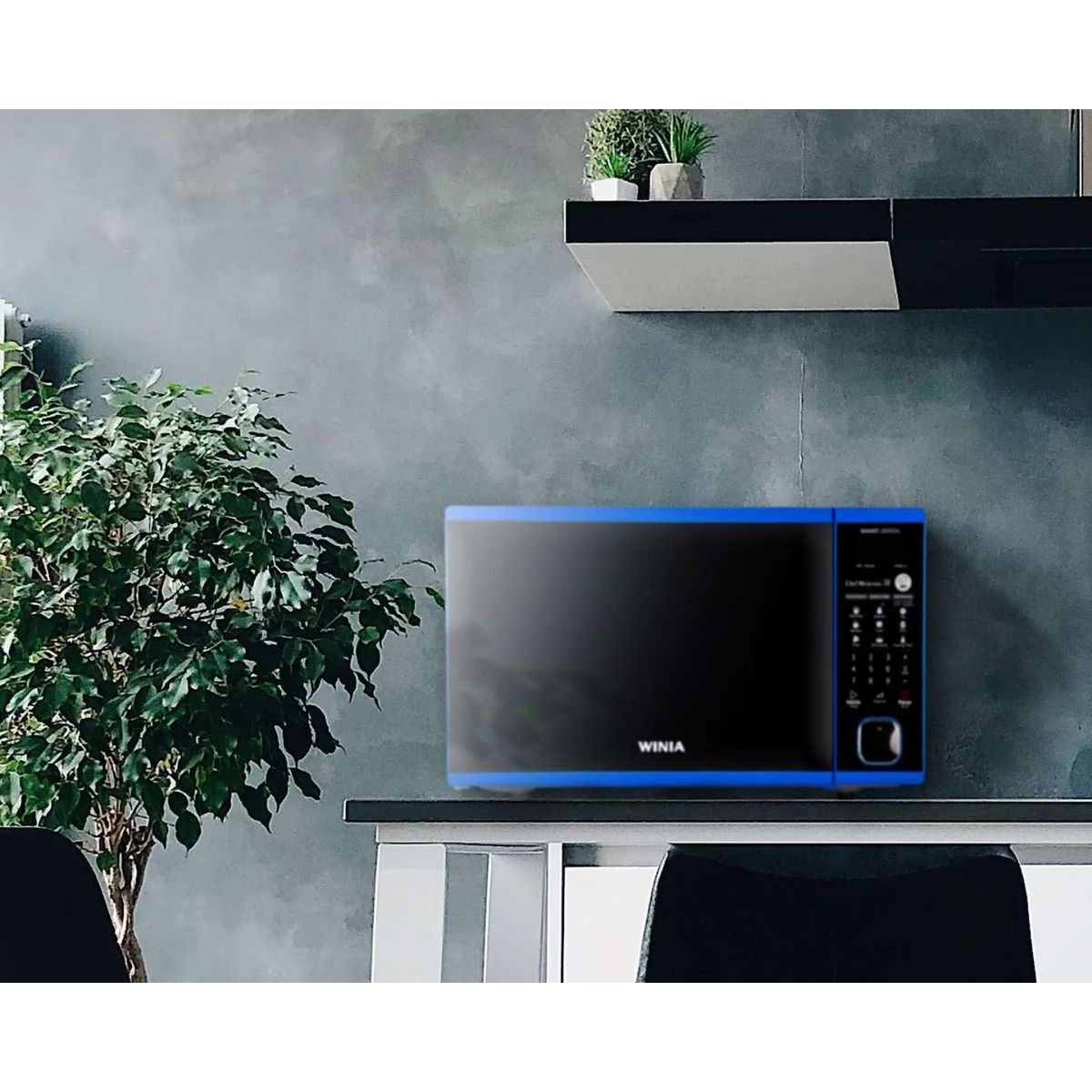 Horno microondas 1.1p3 abierto boton azul winia