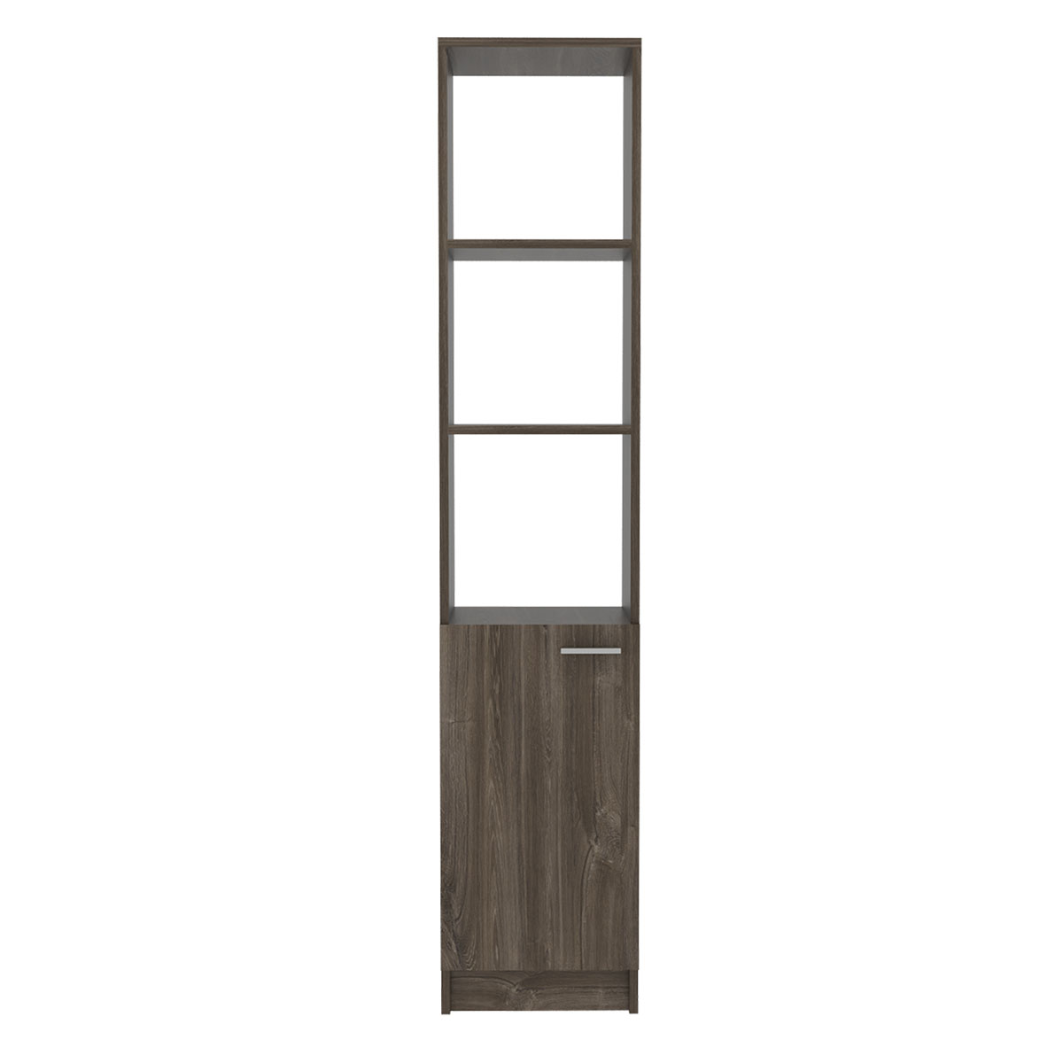 Estante organizador armable para baño Malaga con entrepaños y una puerta color chocolate