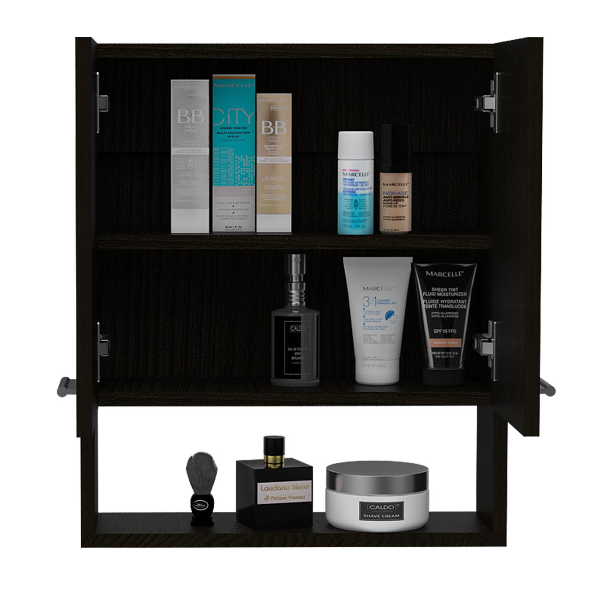 Gabinete organizador armable para baño con entrepaños y puertas Deko color chocolate 