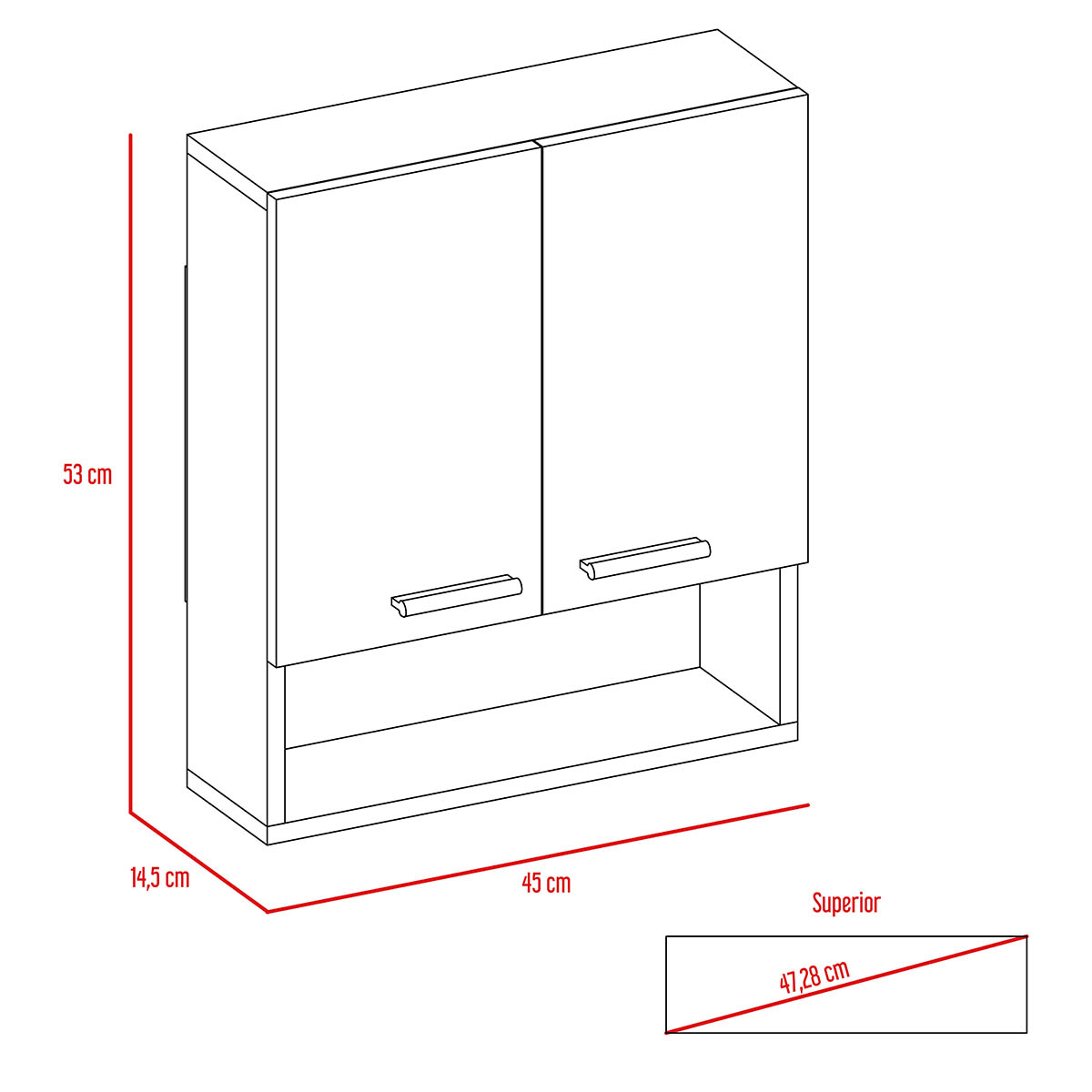 Gabinete organizador armable para baño con entrepaños y puertas Deko color chocolate 