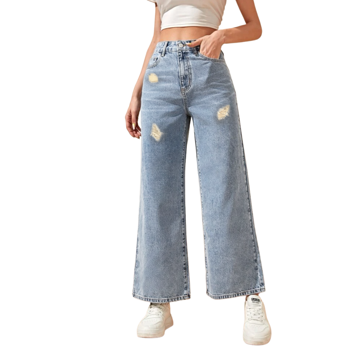 Pantalones Mujer Recto Mom Jeans Ancho Mezclilla Jeans Dama