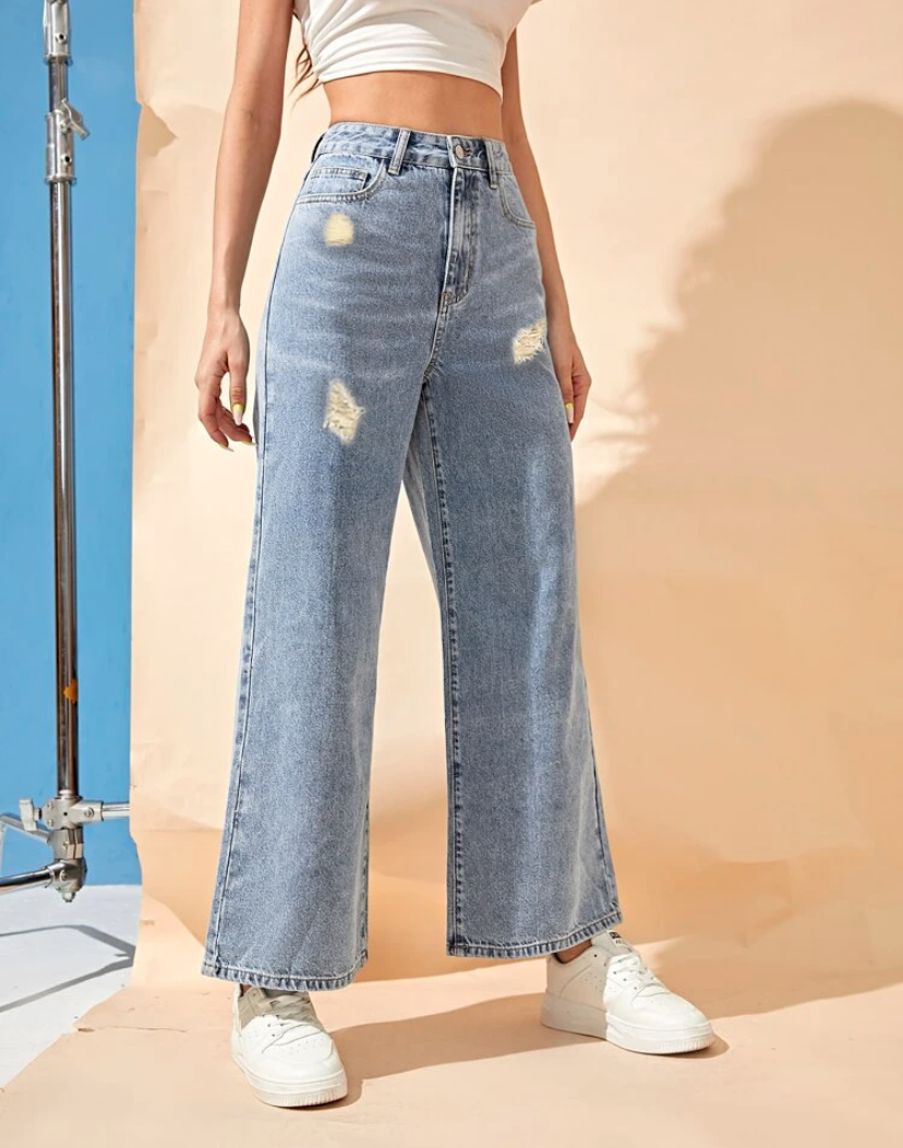 Pantalones Mujer Recto Mom Jeans Ancho Mezclilla Jeans Dama