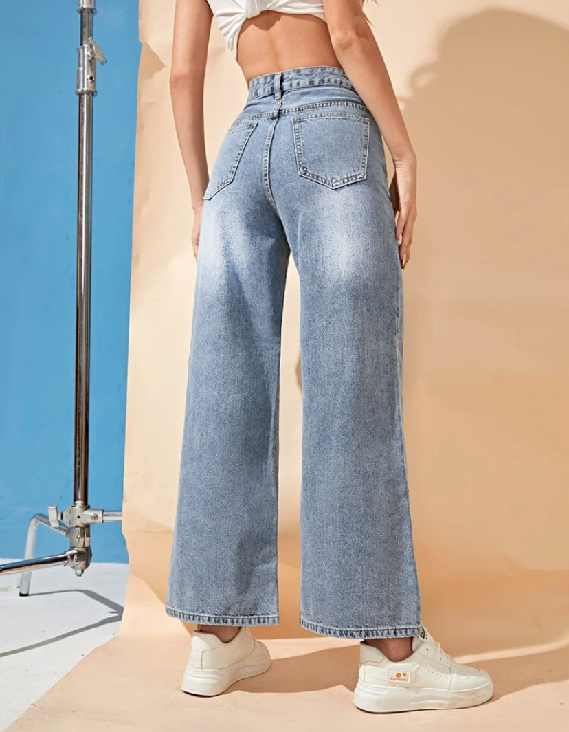 Pantalones Mujer Recto Mom Jeans Ancho Mezclilla Jeans Dama