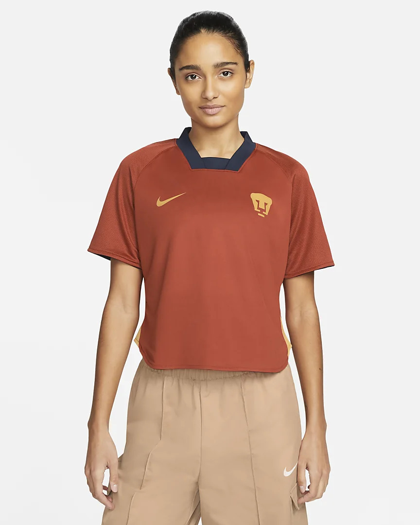 Jersey Nike Pumas Mujer Doble Vista - Terracota / Azul y Oro