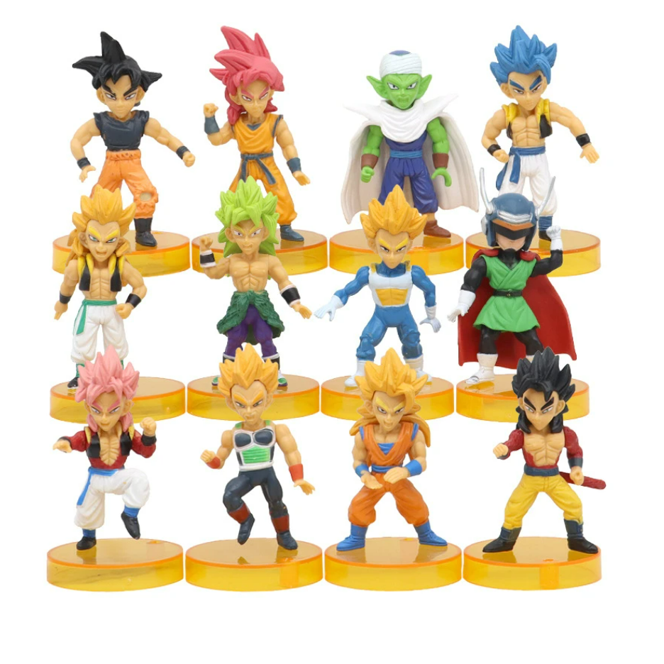 Kit de 12 Juguetes Muñecos Dragon Ball Z Goku Vegeta Piccolo Broly Saiyaman
