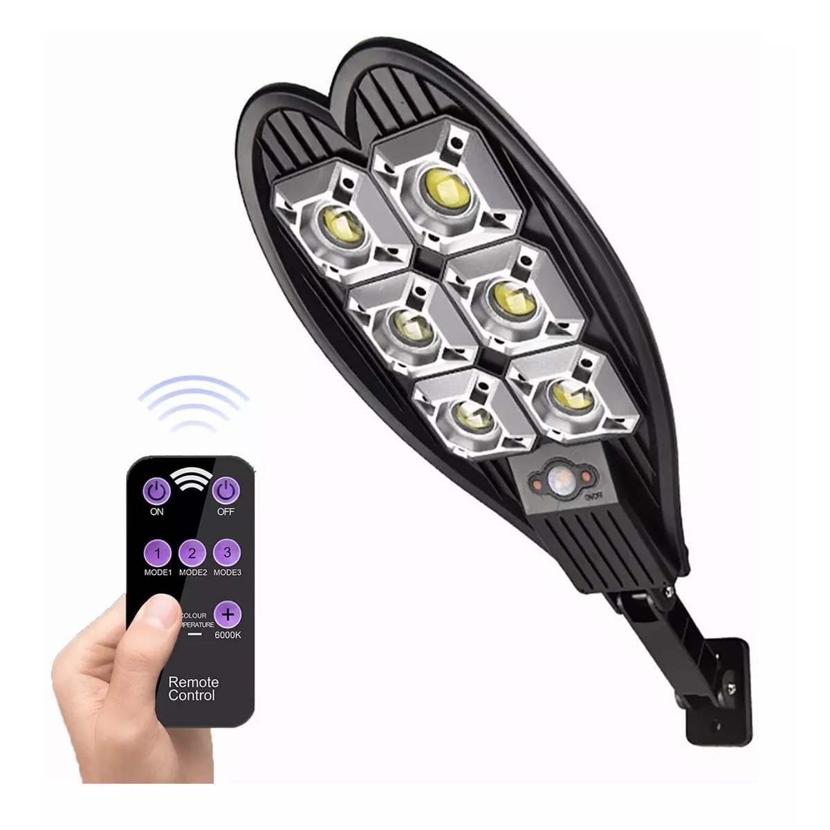 Lámpara Led Solar 1500w De Pared Exteriores Sensor Luz 3modo
