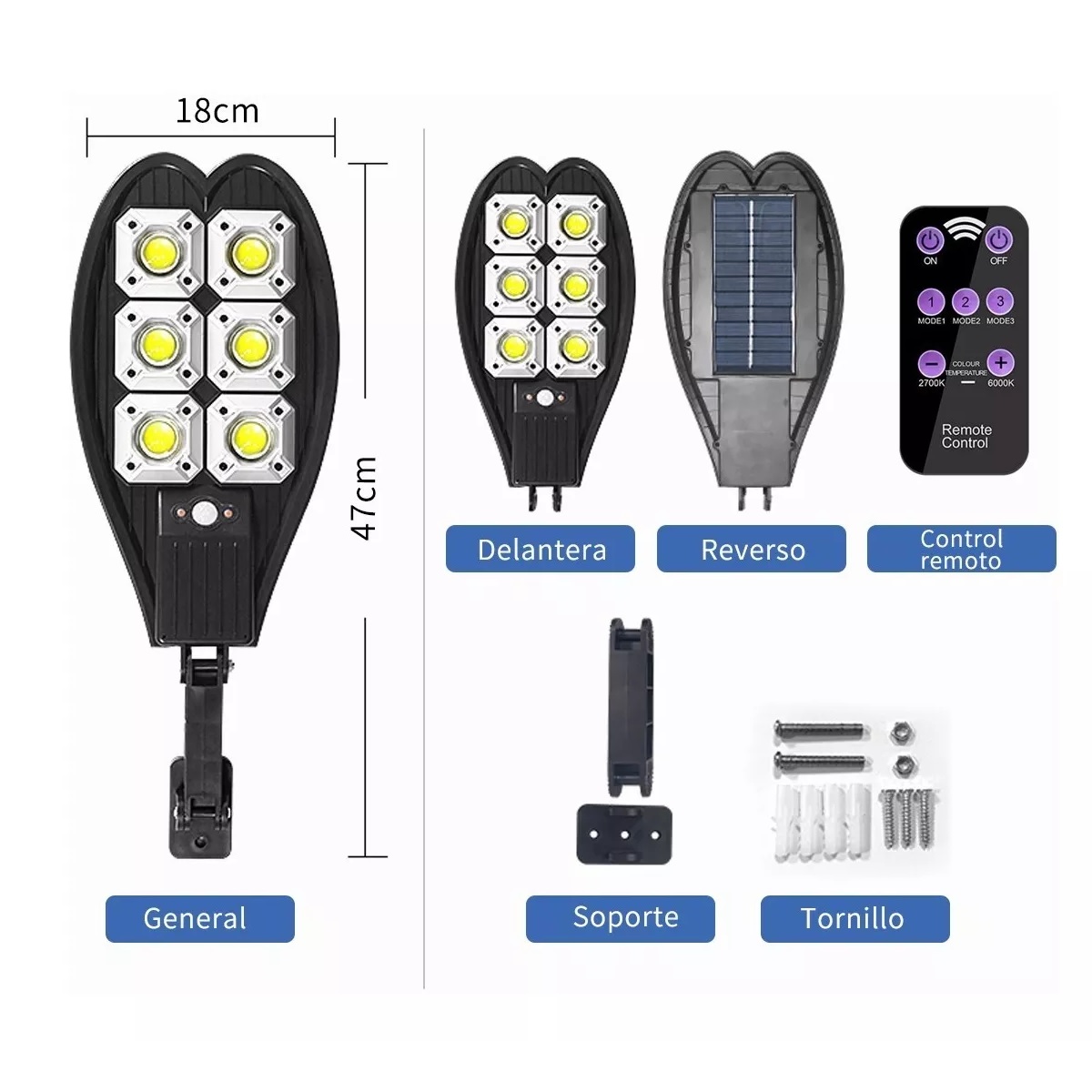 Lámpara Led Solar 1500w De Pared Exteriores Sensor Luz 3modo