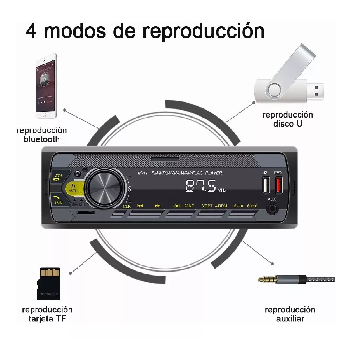 Sony DSX-A410BT Single DIN Bluetooth frontal USB AUX Receptor de medios  digitales estéreo para automóvil (sin reproductor de CD)