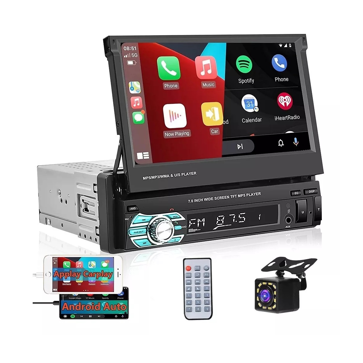 Autoestéreo 1din Doblar Hd Estéreo Pantalla 7in