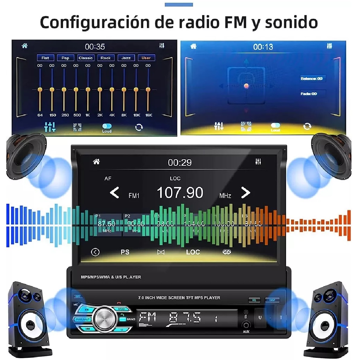 Autoestéreo 1din Doblar Hd Estéreo Pantalla 7in