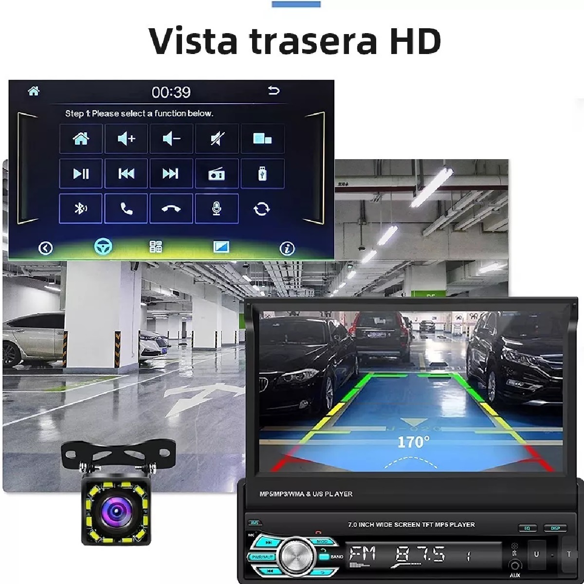 Autoestéreo 1din Doblar Hd Estéreo Pantalla 7in