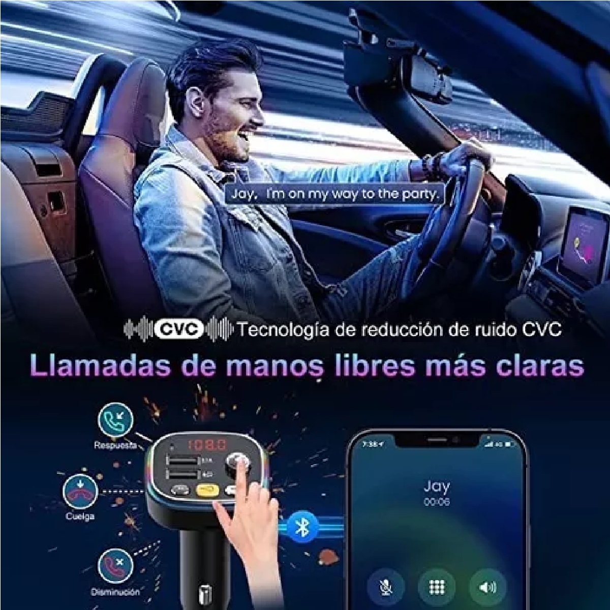 Transmisor Receptor De Audio Adaptador Bluetooth Para Auto