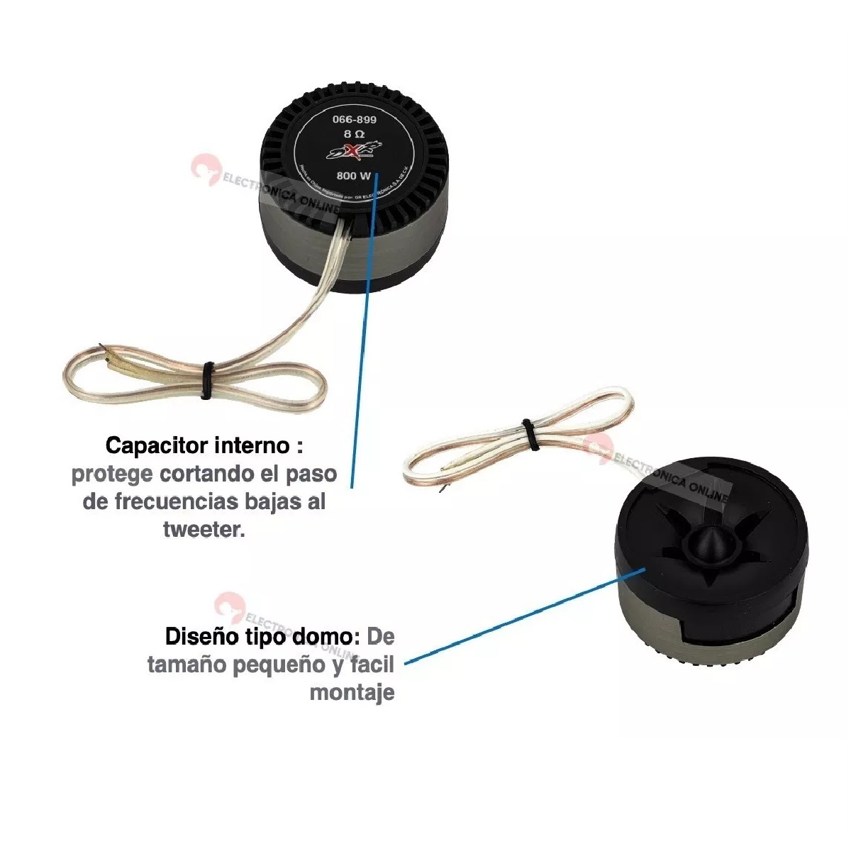 Juego De Tweeters Tipo Domo Para Auto 800w