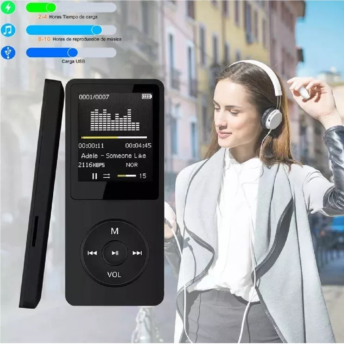  Reproductor de MP3 con Bluetooth, reproductor de