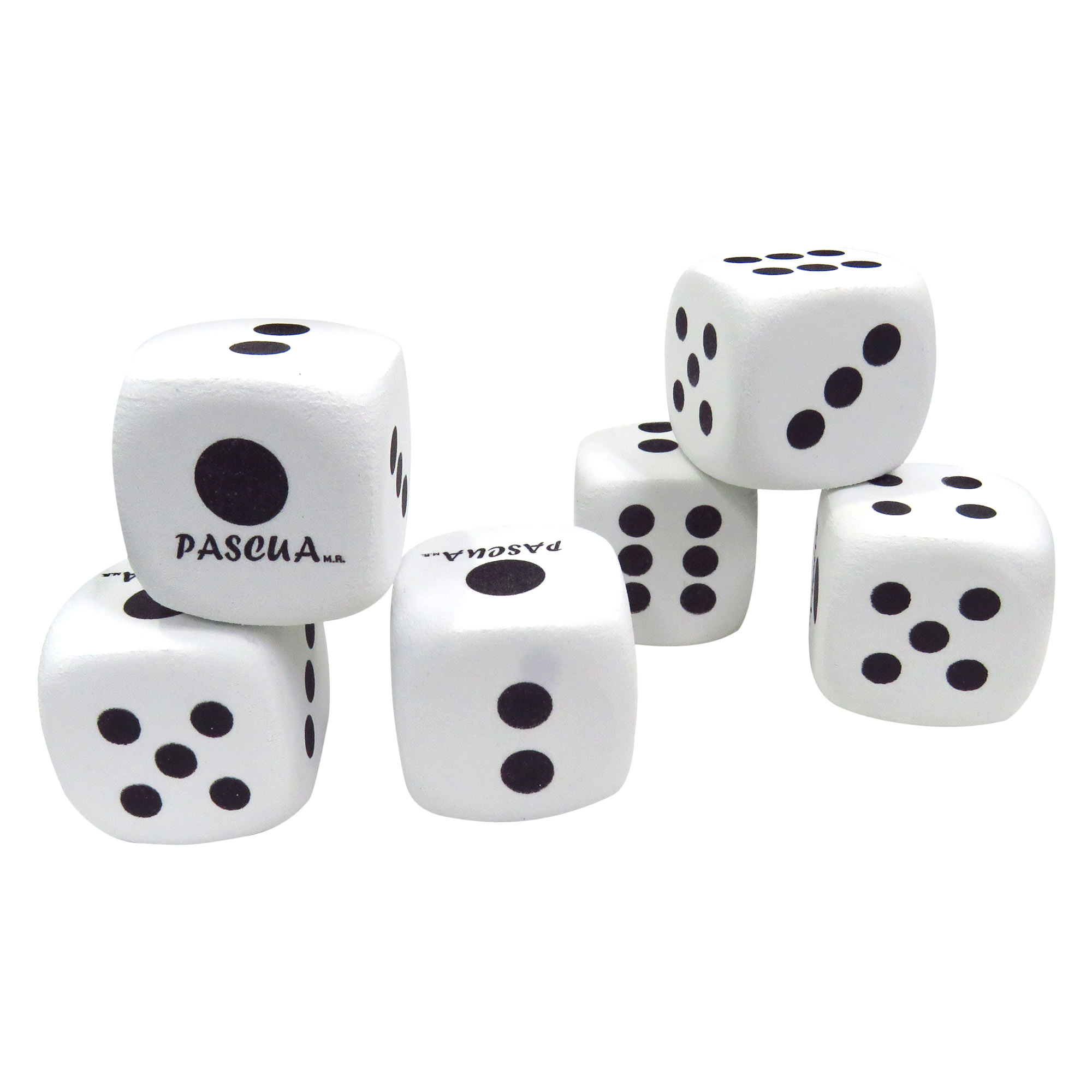 6 Dados DE Foamy DIDACTICOS 5X5 CM Blanco Negro Foamy y color surtido