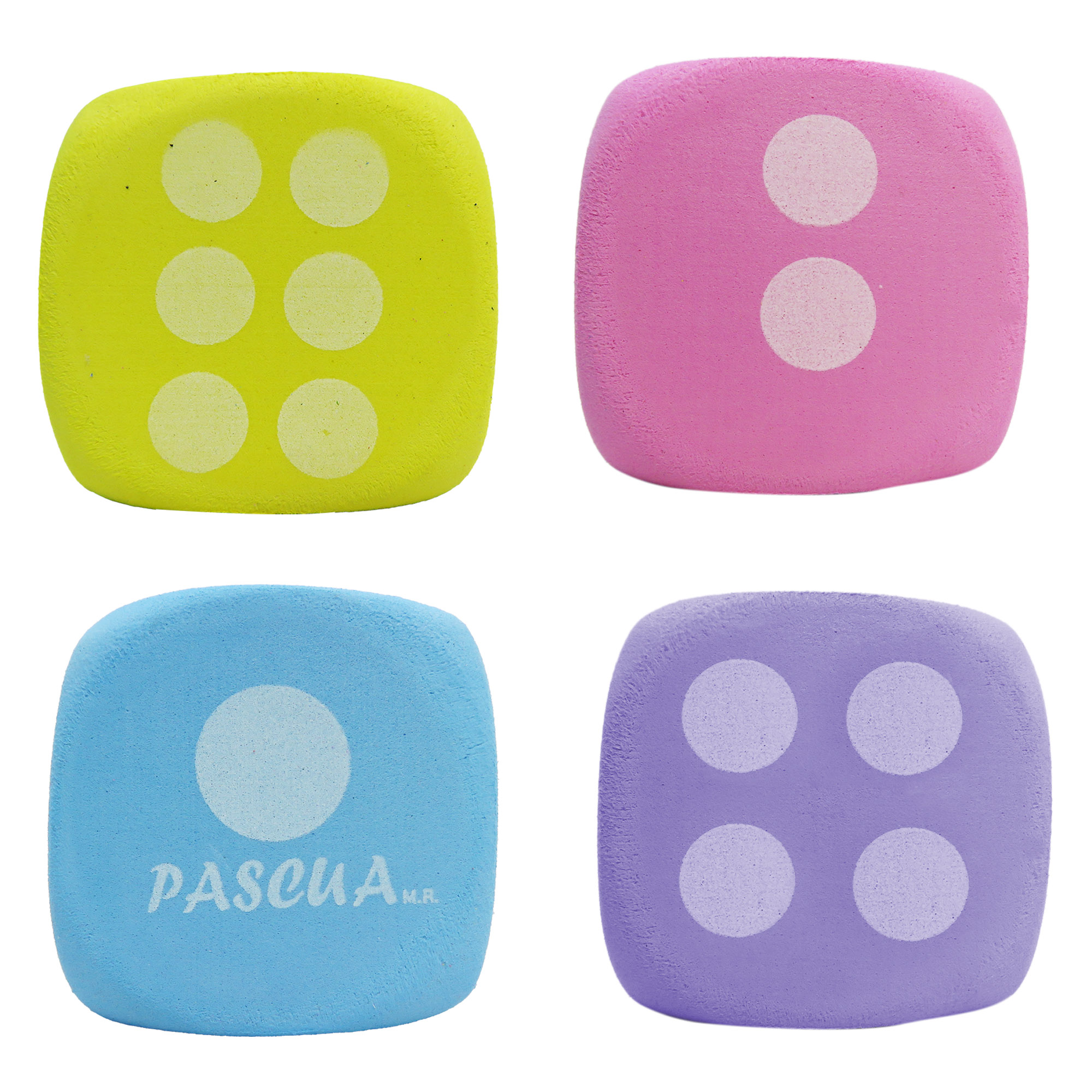 DADOS DE FOAMY 6.5 X 6.5 CMS. 4 DADOS REGALO JUGUETE