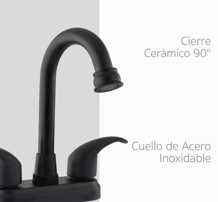 Llave Mezcladora Para Lavabo 4 Pulgadas Solvex Negro Mate.