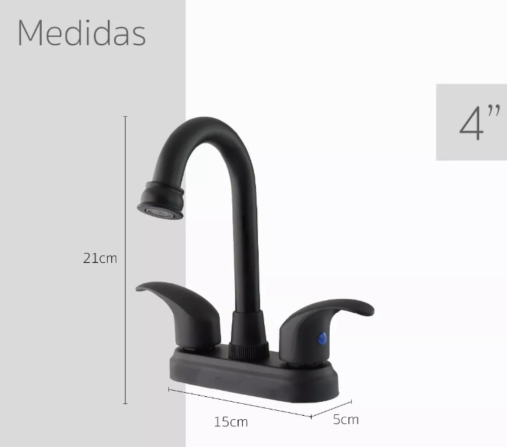 Llave Mezcladora Para Lavabo 4 Pulgadas Solvex Negro Mate.