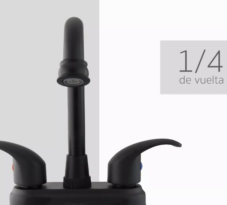 Llave Mezcladora Para Lavabo 4 Pulgadas Solvex Negro Mate.