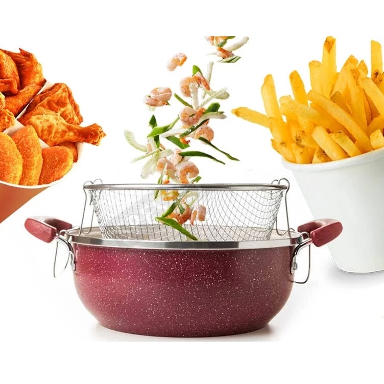 Sartén Olla con Canastilla Cesta para Freír Freidora 24cm