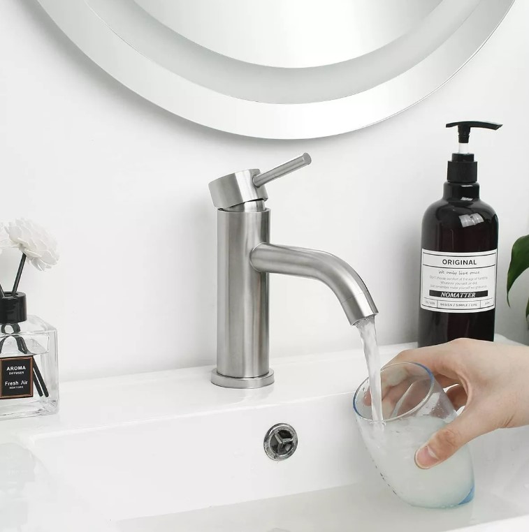 Lavabo Monomando Acero Inoxidable Llave Baño Satinado 4'.