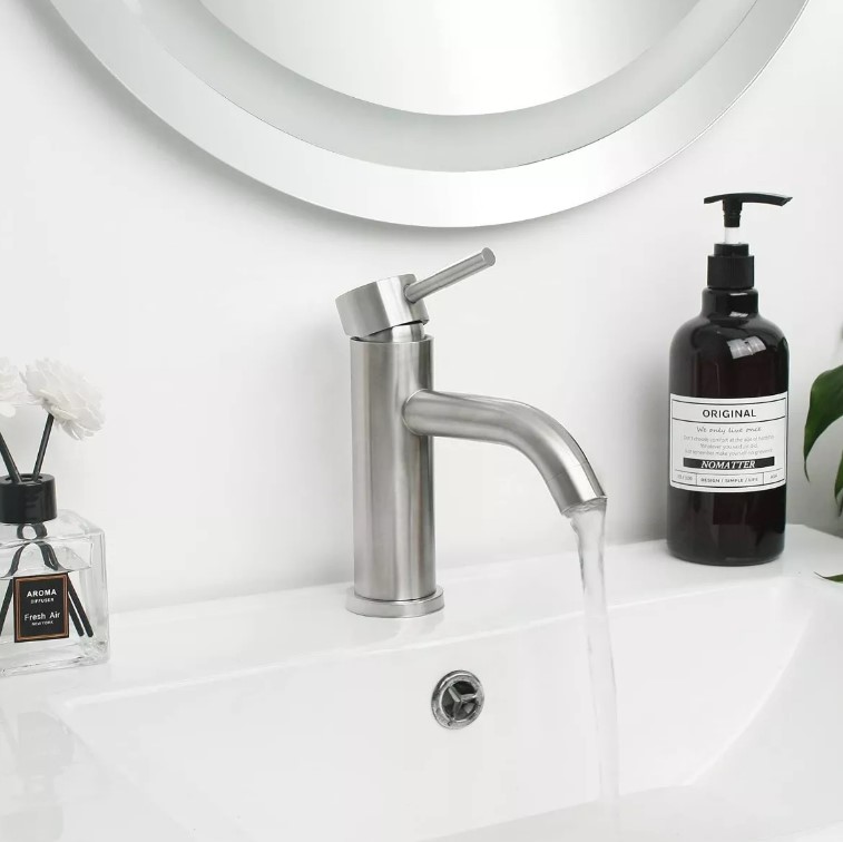 Lavabo Monomando Acero Inoxidable Llave Baño Satinado 4'.