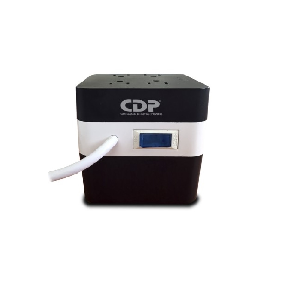 Regulador CDP con Supresor de Picos AVR 604 300W 600VA 4 Contactos, 4x USB blanco negro electronico