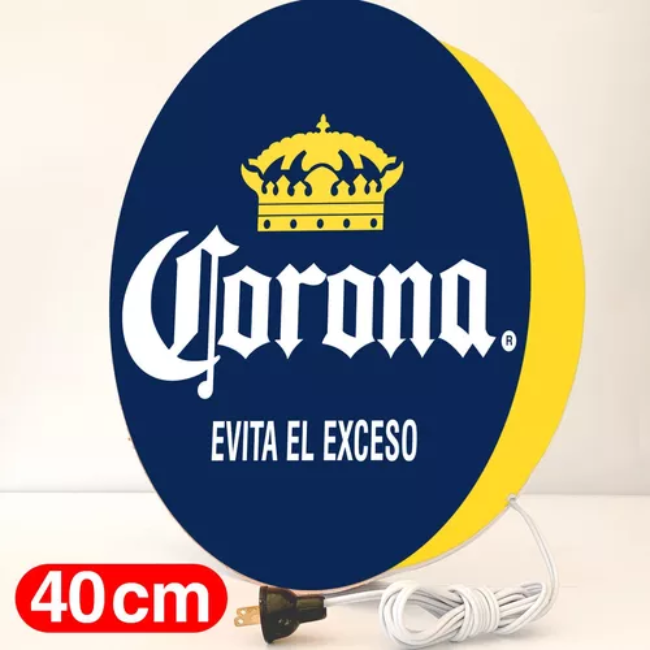 Anuncio Luminoso Circular Corona Extra Azul con Amarillo