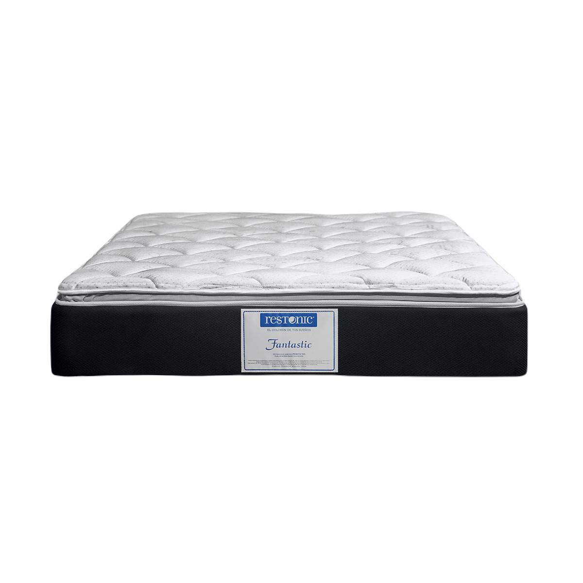 Colchon + Box Restonic Fantastic King Size + 2 Almohadas + Juego De Sabanas + Protector