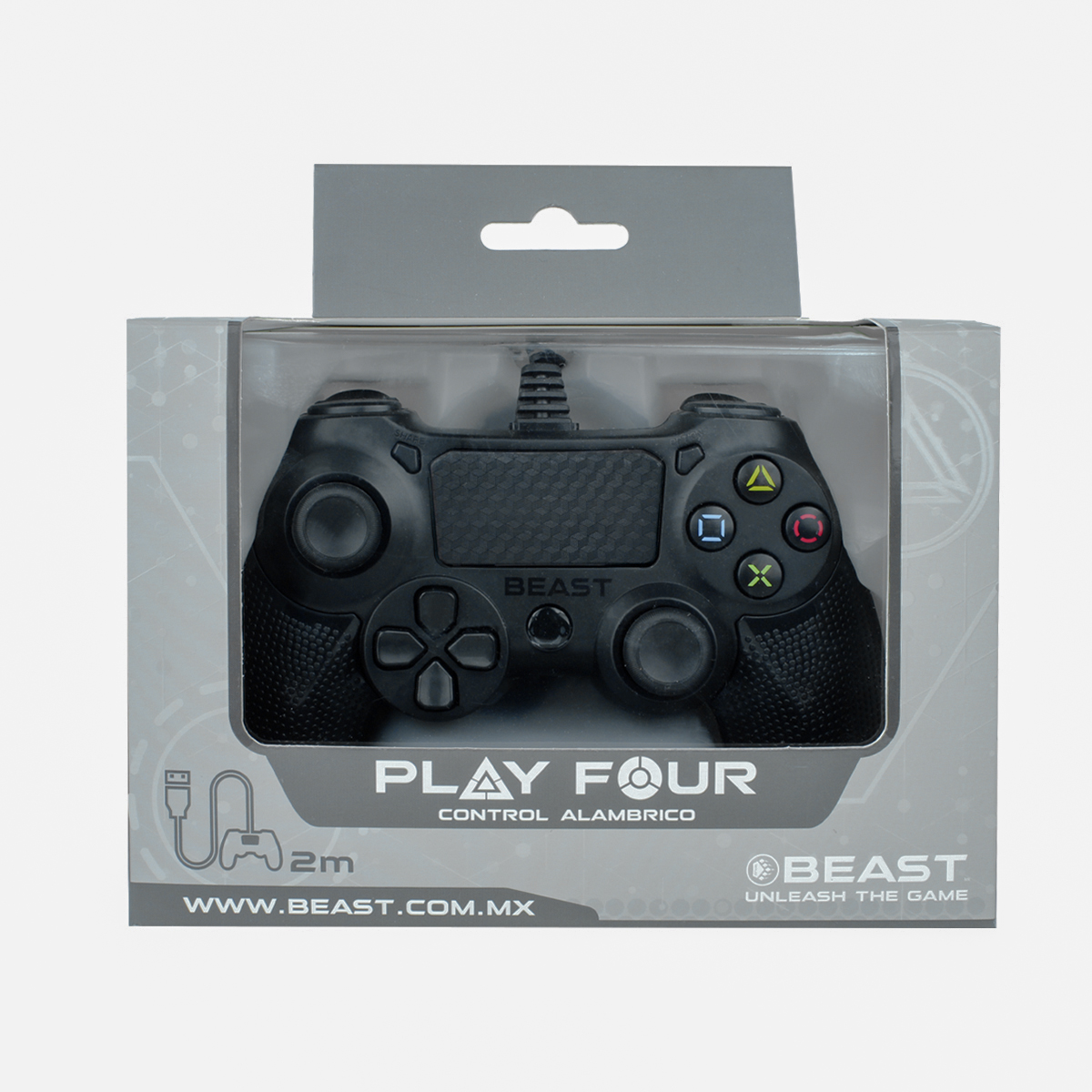 Control Alámbrico compatible Playstation y PC BEAST Play Four USB Vibración Negro