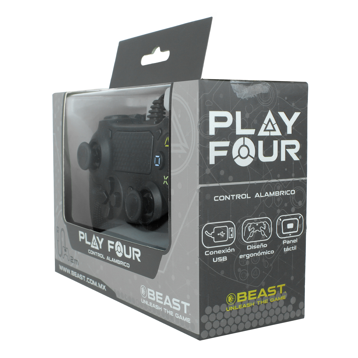 Control Alámbrico compatible Playstation y PC BEAST Play Four USB Vibración Negro