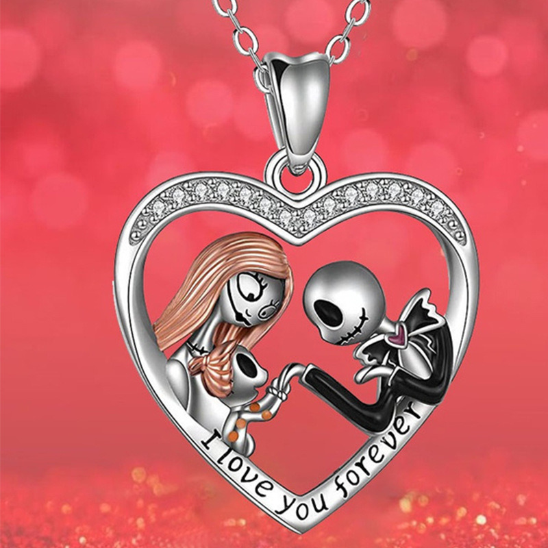 collar jack y sally en corazon del extraño mundo de jack