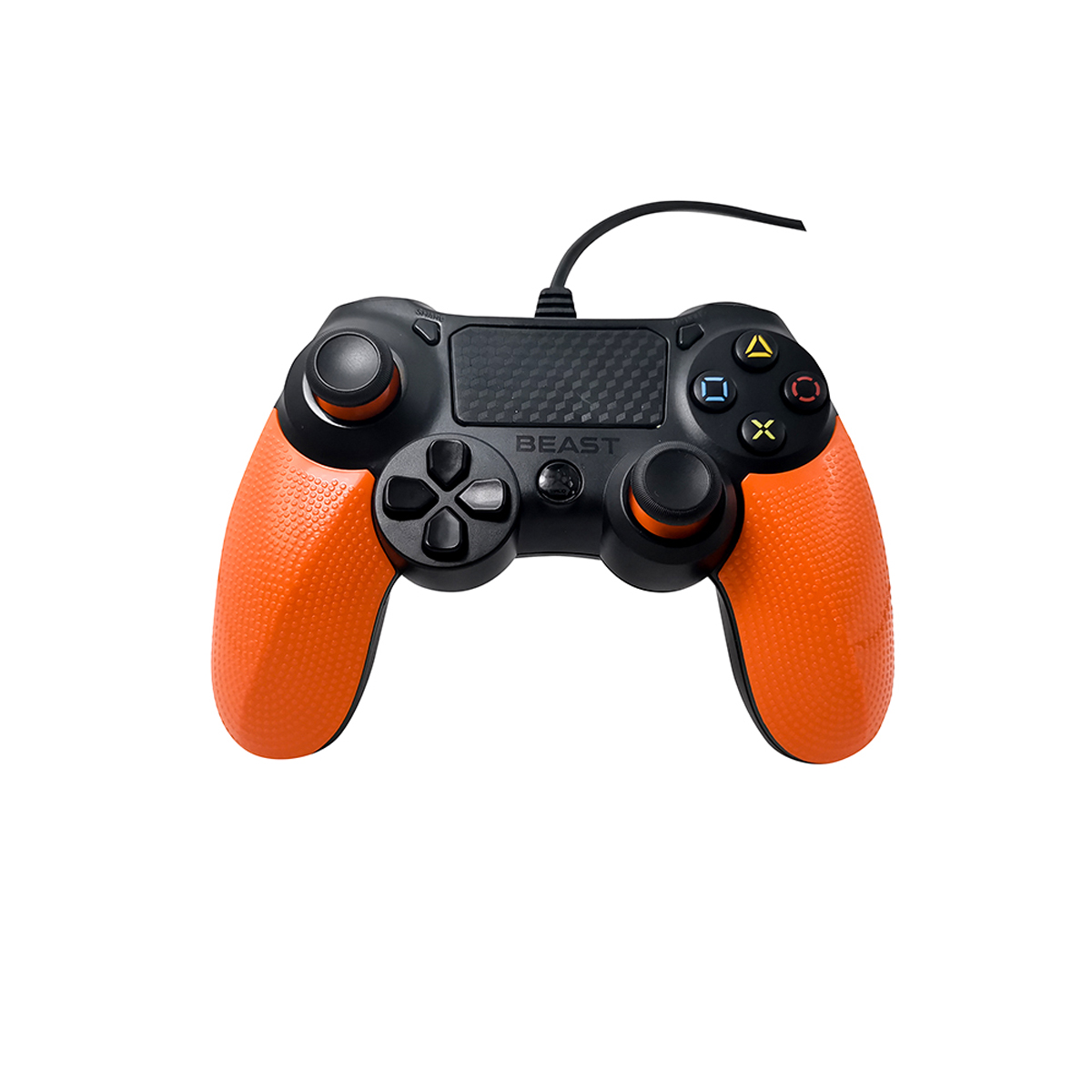 Control Alámbrico compatible Playstation y PC BEAST Play Four USB Vibración Naranja/Negro