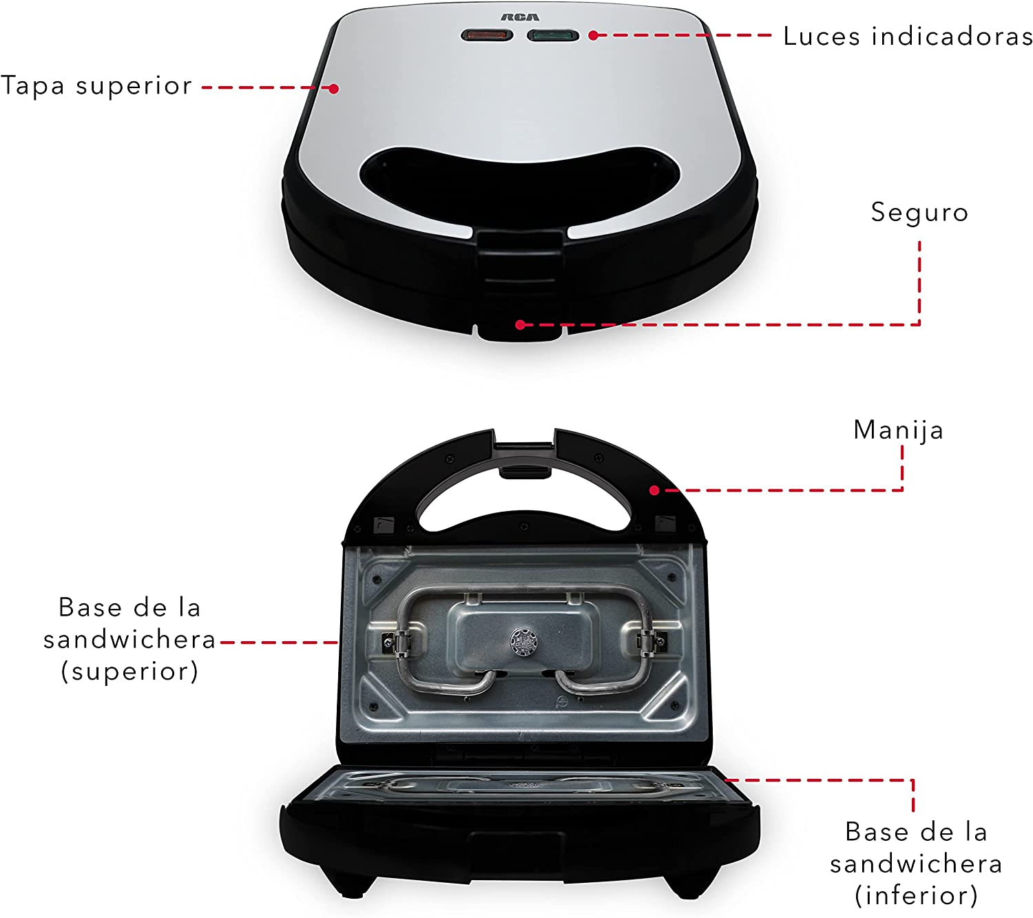 Sandwichera 3 en 1 eléctrica rc-203 marca rca