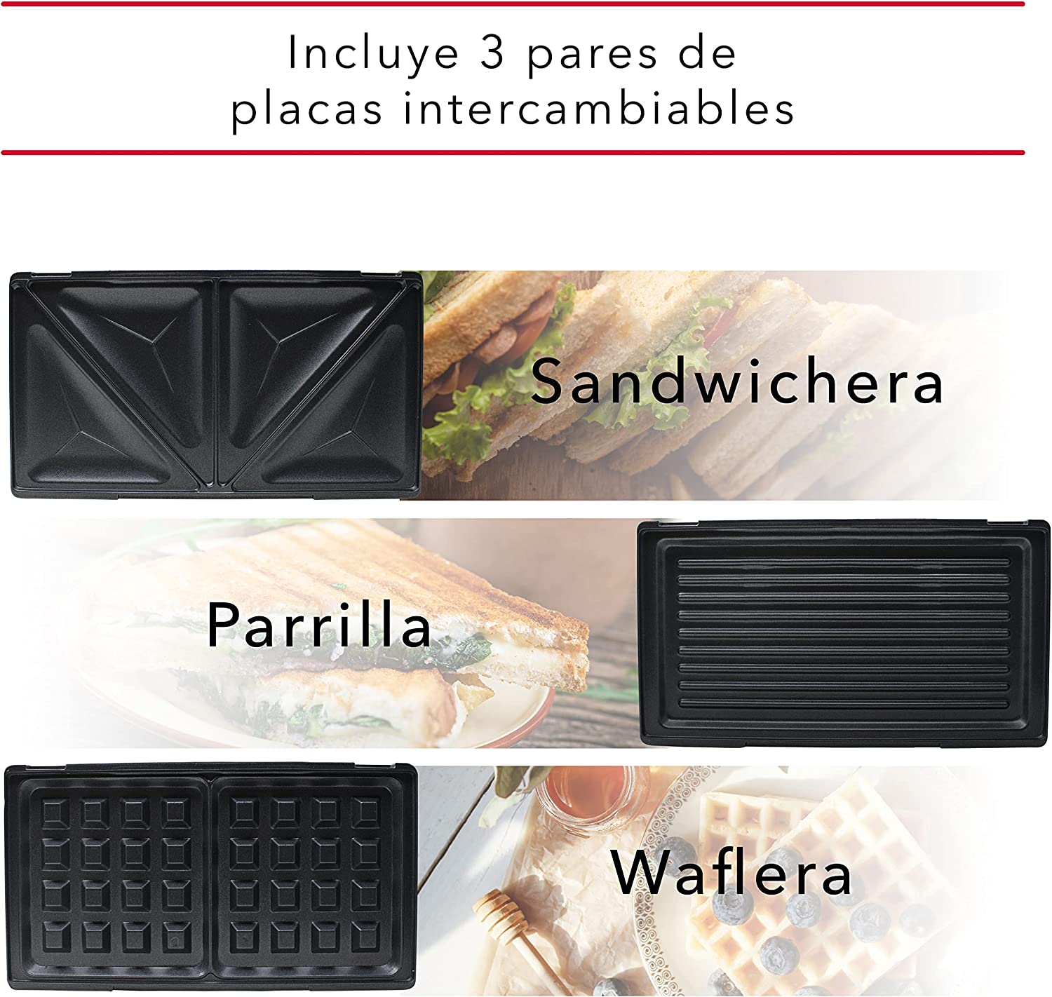 Sandwichera 3 en 1 eléctrica rc-203 marca rca