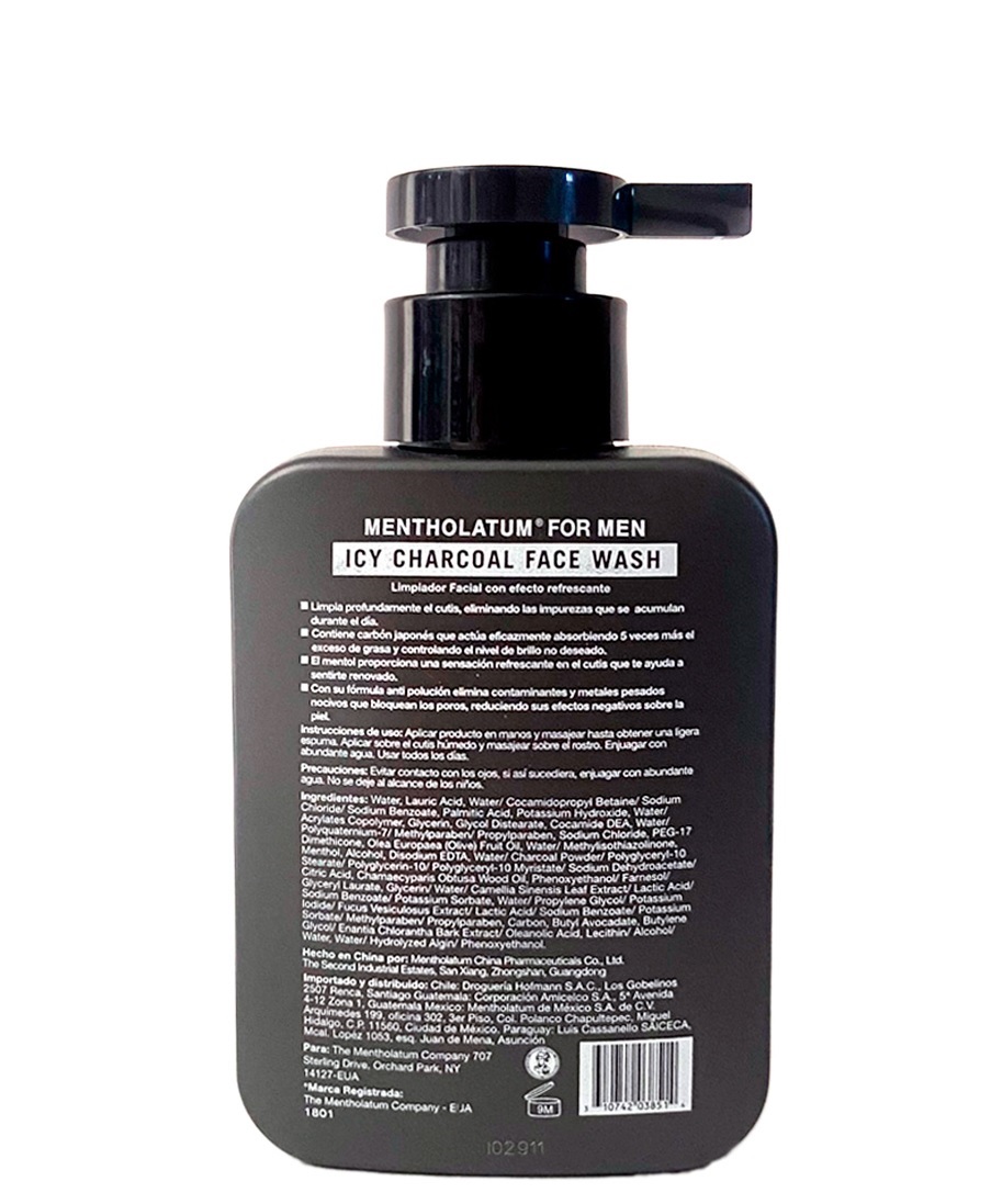 Mentholatum para hombre ICY CHARCOAL limpiador facial 150ml          