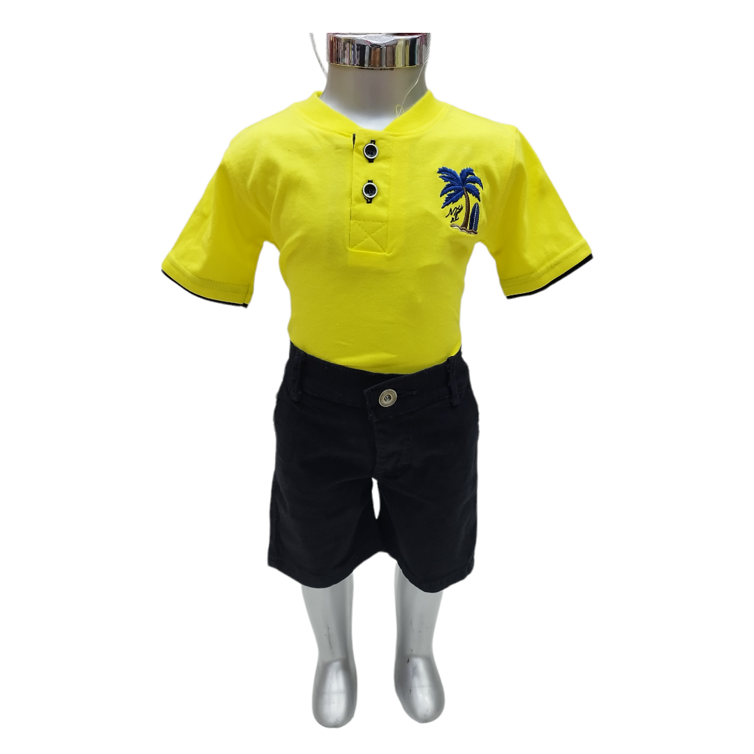 Conjunto Short Gabardina Y Playera Cuello Redondo Niño 2 A 6 Años