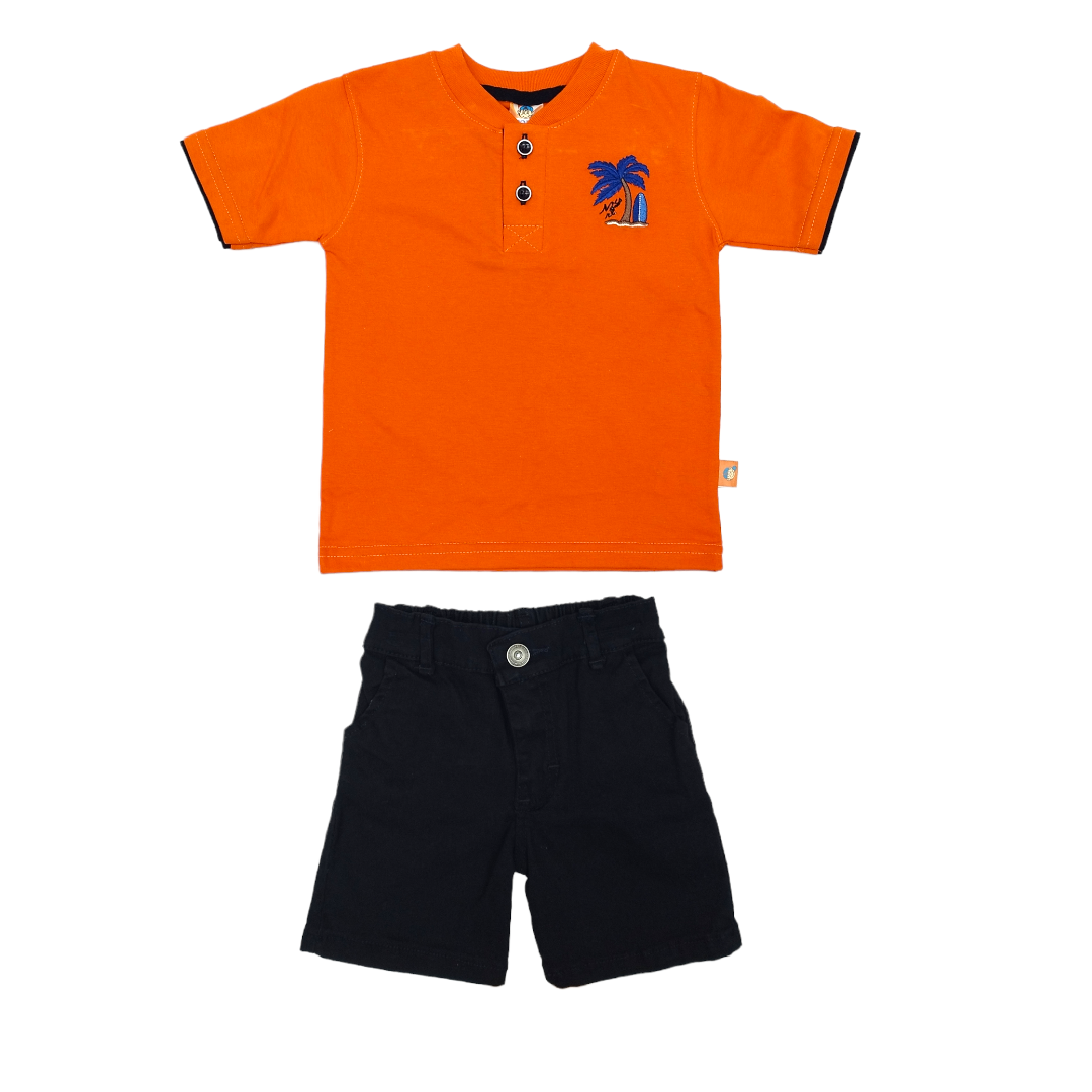 Conjunto Short Gabardina Y Playera Cuello Redondo Niño 2 A 6 Años
