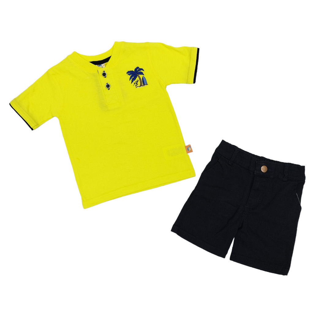 Conjunto Short Gabardina Y Playera Cuello Redondo Niño 2 A 6 Años