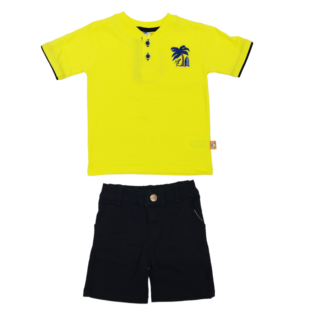 Conjunto Short Gabardina Y Playera Cuello Redondo Niño 2 A 6 Años