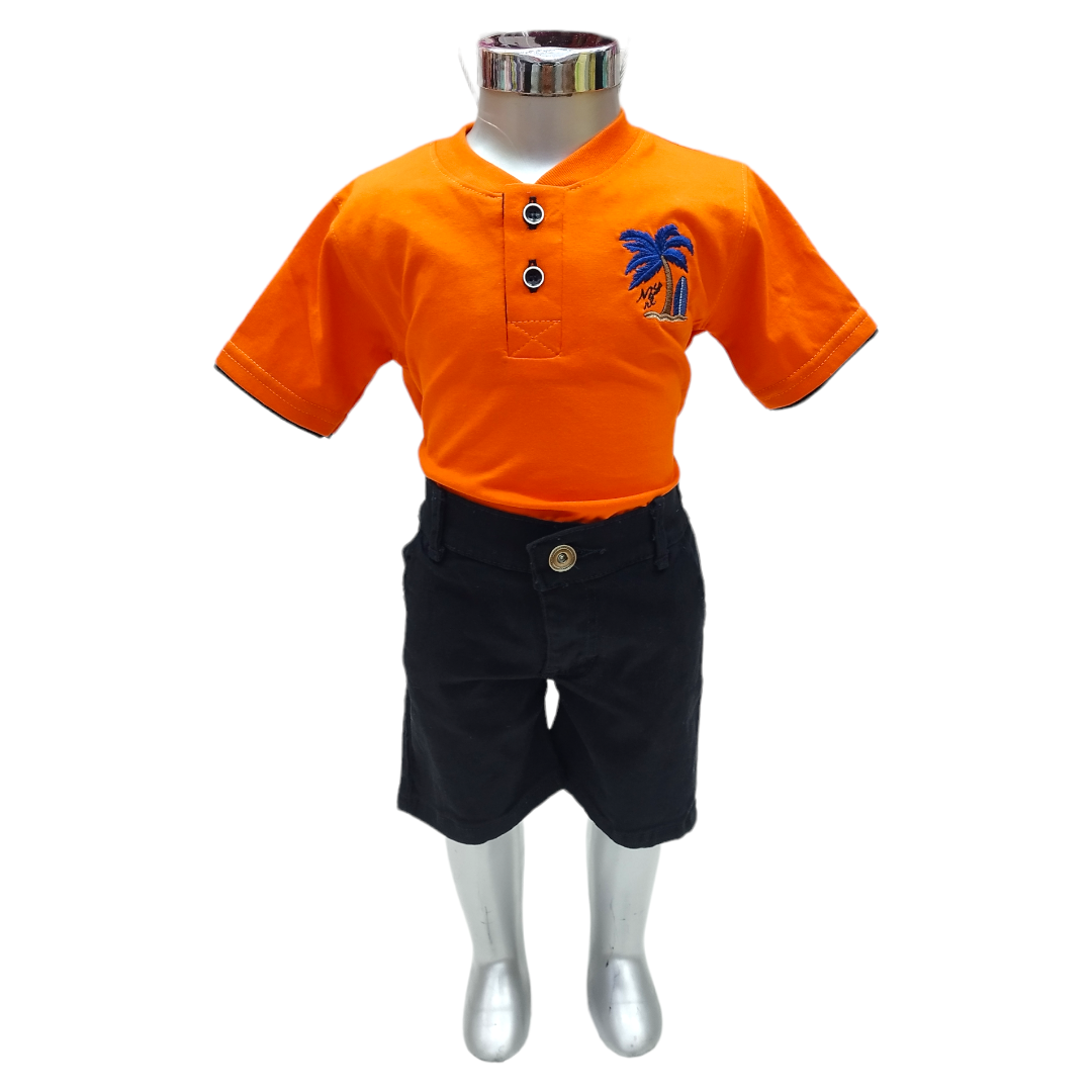 Conjunto Short Gabardina Y Playera Cuello Redondo Niño 2 A 6 Años